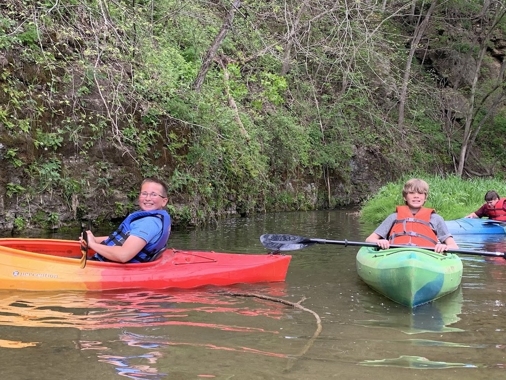 campers kayaking