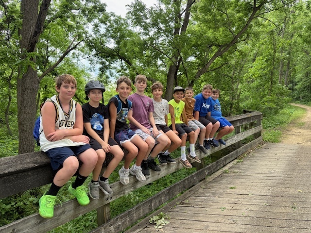 students on bridge