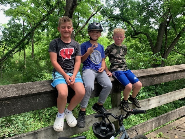 students on bike trail