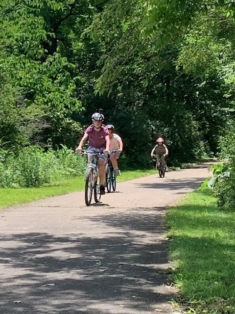 students biking