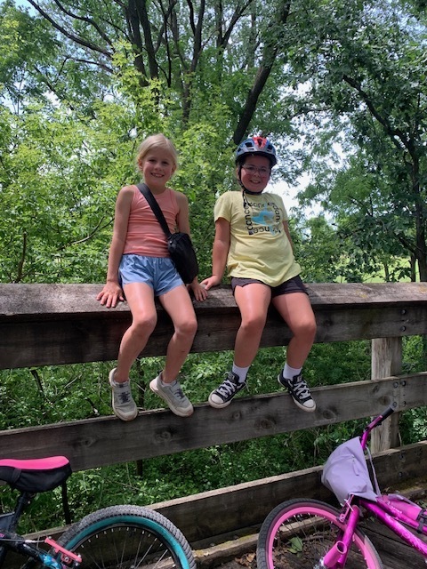 students on bike trail