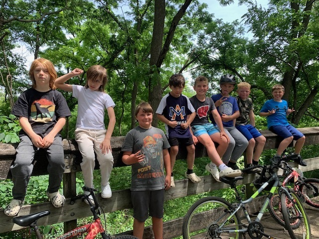 students on bike trail