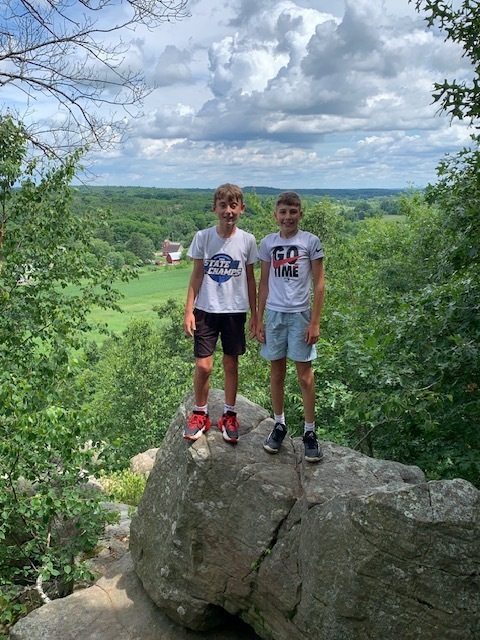 students on rock