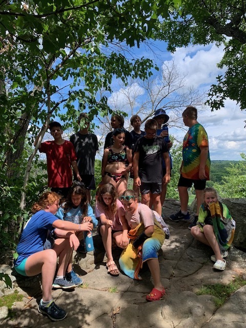 students on cliff