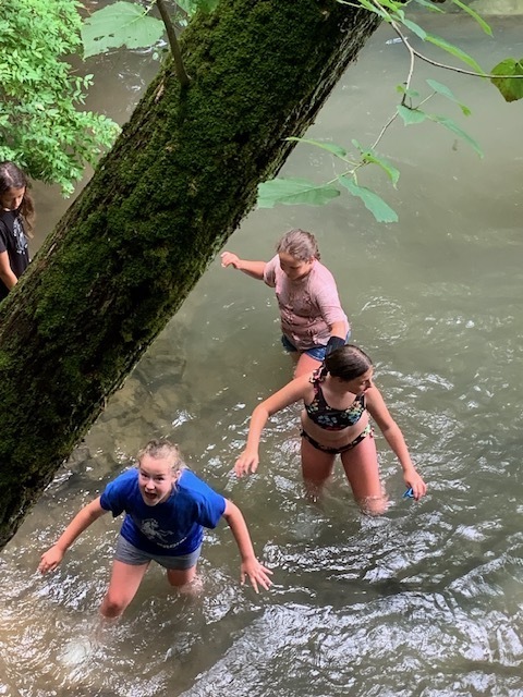 students in water