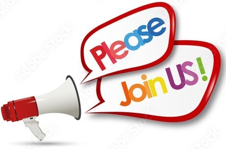 Megaphone Caption Bubbles: Please Join Us