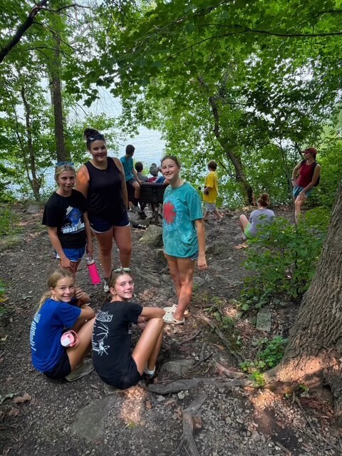students hiking at High Cliff State Park