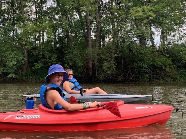 students kayaking
