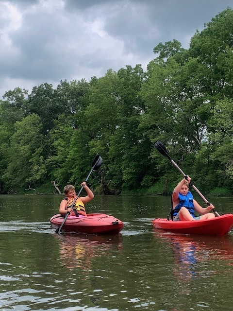 students kayaking