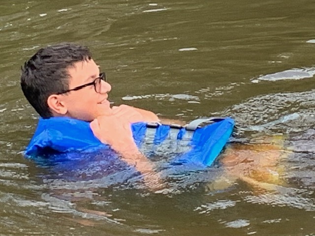 student swimming