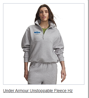 woman in gray, quarter zip sweatshirt and sweatpants