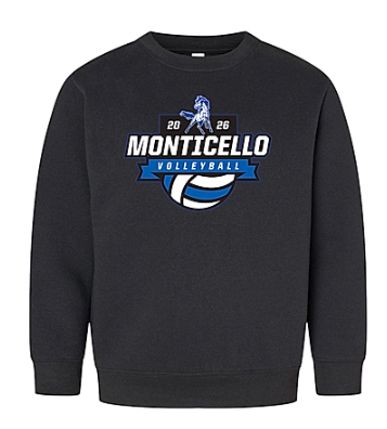 youth black volleyball crewneck sweatshirt