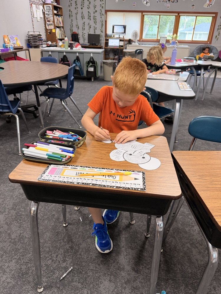 first grader coloring paper elephant