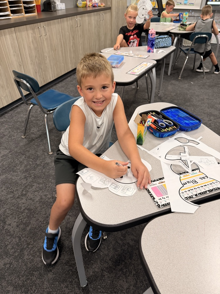 first grader smiling