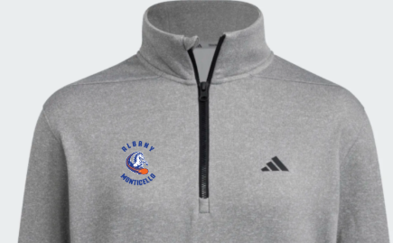 gray 1/4 zip pullover with space stallions logo