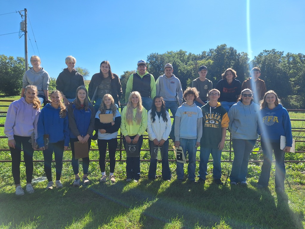 18 Monticello FFA members attended the Green County Land Judging Contest on Wednesday, September 23rd. Several members scored well enough that they will be competing at the state contest in attempt to qualify for the National contest in Oklahoma. This was a great contest for introducing these members to land and soils judging  
