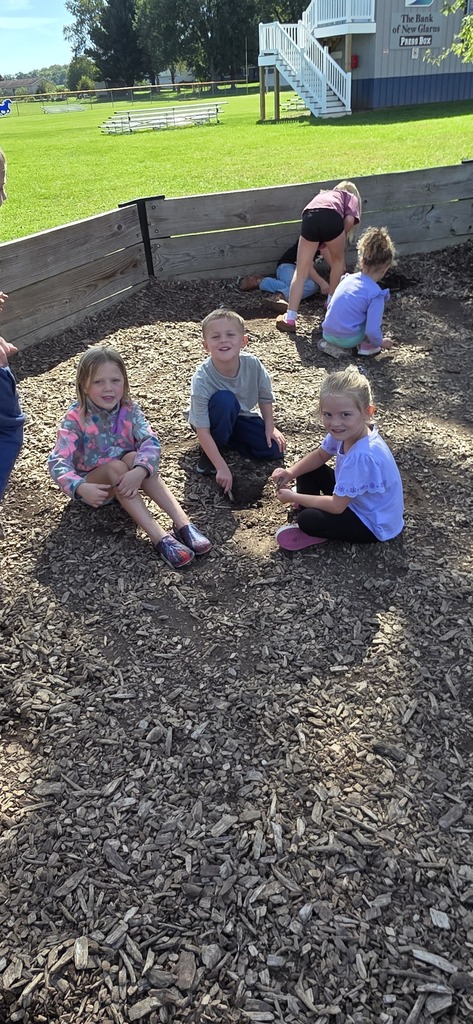 three students digging for worms