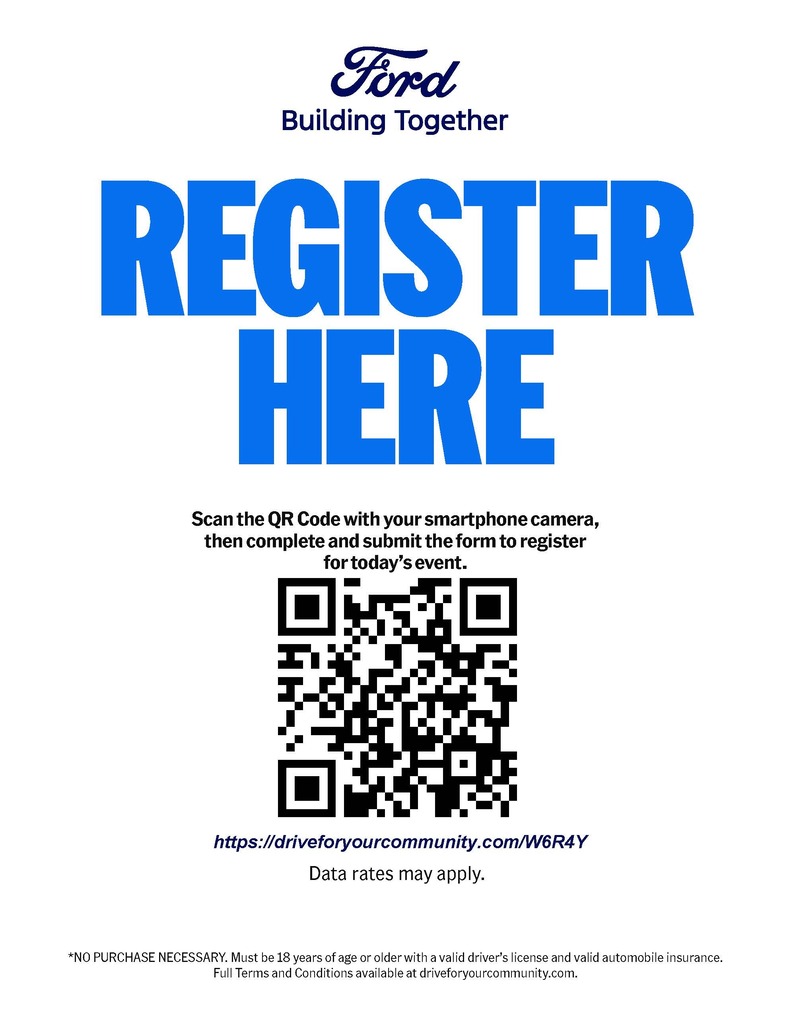 QR Code to Register For Drive For Your Community on September 30th