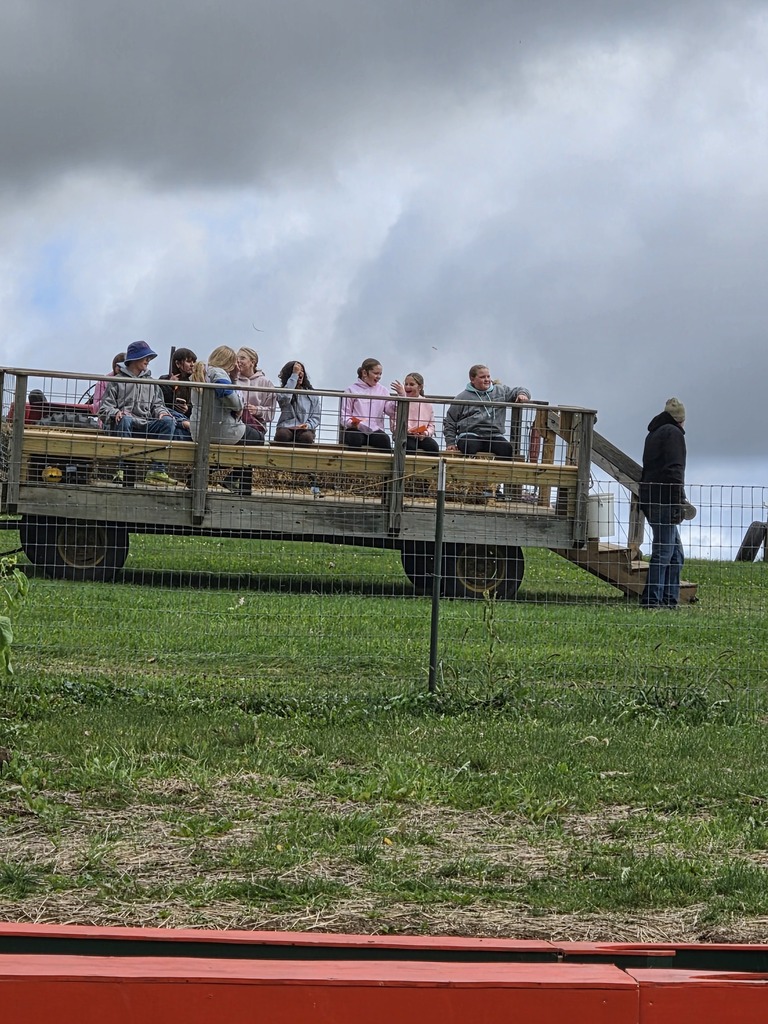 Students on a hayride.