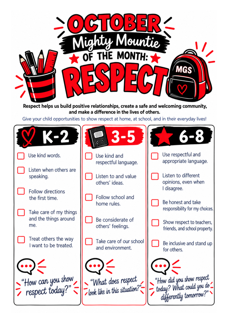 This image shows on Respect can be shown at home for students