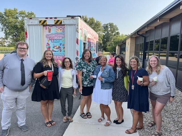 Our teachers celebrating with ice cream at the end of the night.  Thank you PTO!