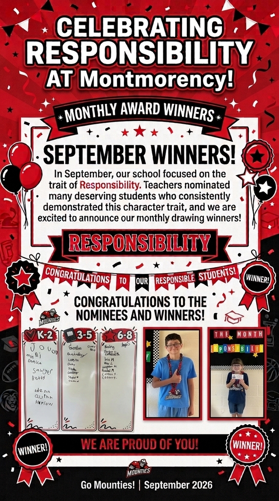 Congratulations to our responsible students! The signed poster shows all those who were nominated. Pictured are  our drawing winners Colton Jones and Betty Parker; Congratulations! 