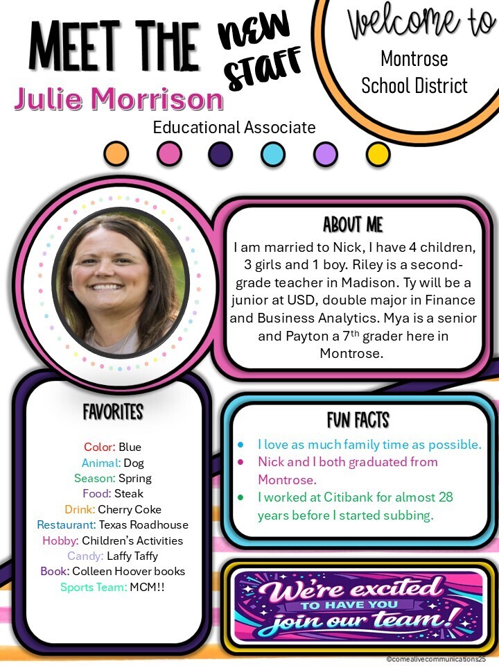 New Staff - Mrs. Morrison
