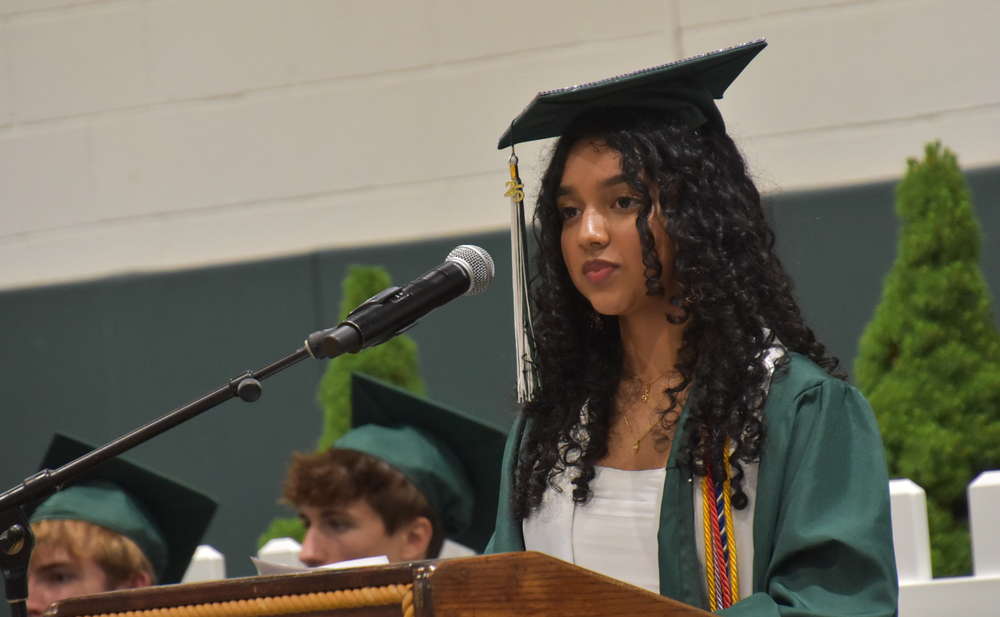 Malishka Arni, the Montville Township High School Salutatorian of the Class of 2025, spoke with her peers, their families, and the faculty, staff and administration of the Montville Township Public Schools at the 54th Annual MTHS Commencement Ceremony on June 19. Arni encouraged her classmates to recognize the strength of asking for help.
