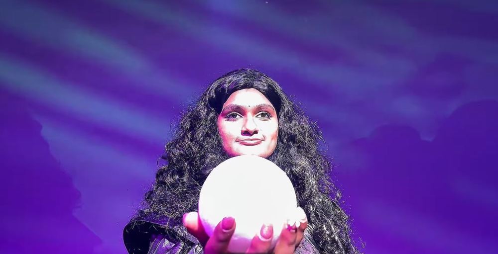 Meghana Neelisetty as The Witch in the Montville Township High School Spring Musical: BIG FISH. Four performances ONLY: Thursday, Friday and Saturday, March 6, 7, and 8 at 7:00 p.m. and Sunday, March 9 at 2:00 p.m., at Montville Township High School, 100 Horseneck Road in Montville, New Jersey.