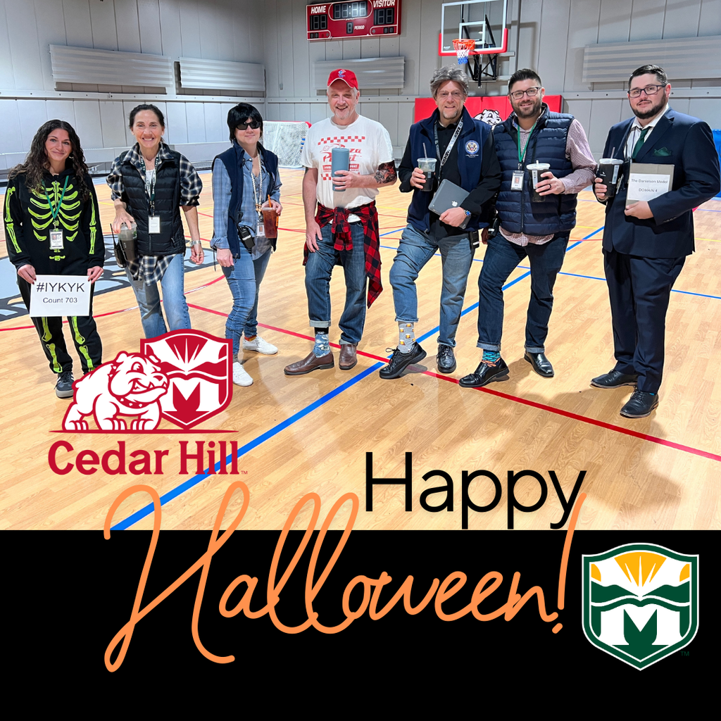 Happy Halloween! Some #CedarHill staff decided to dress-up as Principal Dr. Raj! Here we have: Formal Observation Dr. Raj; Casual Friday Dr. Raj; Blue Ribbon Dr. Raj (complete with Big Gulp, Diet Coke & fancy socks); & Inside Out Dr. Raj - the skeleton! #EducateInspireEmpower!