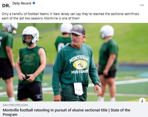 HEADLINE NEWS! "Only a handful of football teams in New Jersey can say they've reached the sectional semifinals each of the last two seasons. Montville is one of those teams." !!! #DailyRecord #MTHS Football! Season BEGINS AT HOME Thurs, AUG. 28 at 6:30! The MUSTANGS HOST Sparta! #RollStangs! 🏈 #MustangPride! 🐎 Read #DailyRecordSports: https://www.dailyrecord.com/story/sports/high-school/football/2025/08/06/montville-nj-football-retooling-pursuit-elusive-sectional-title/85513274007/