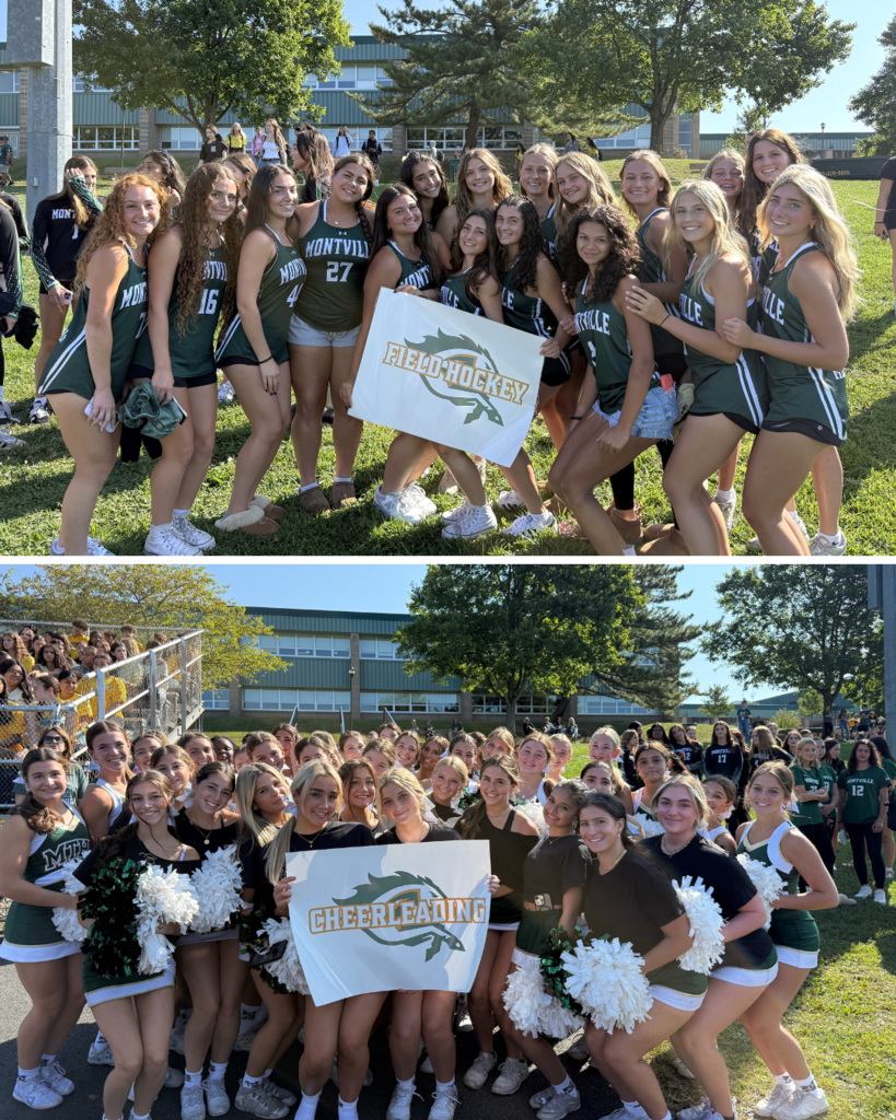Picture of the girls field hockey (top) and cheerleaders (bottom)