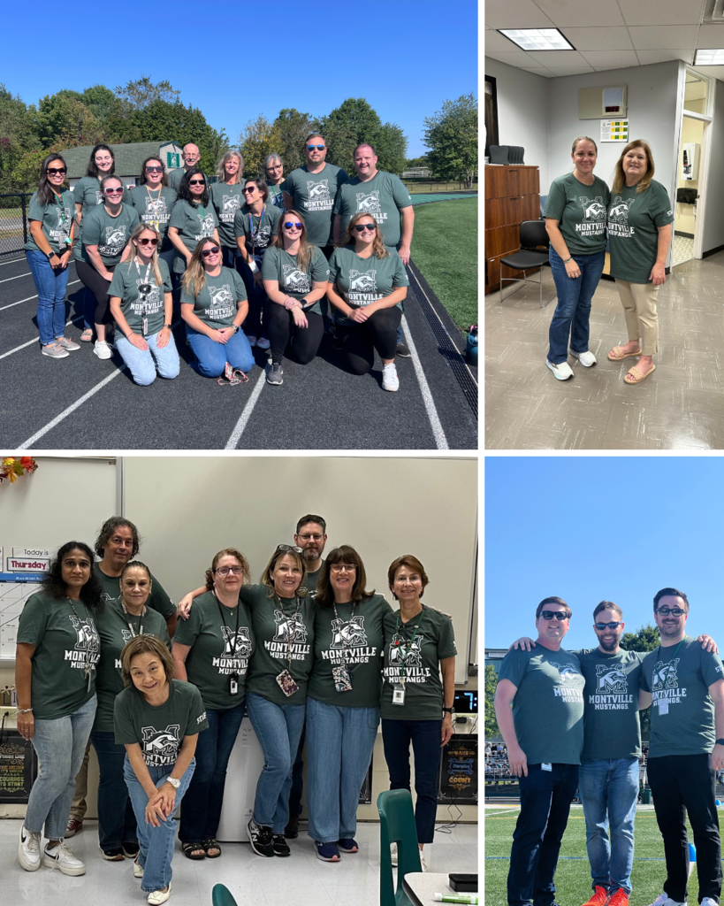 Members of the MTHS faculty show off their new spirit wear
