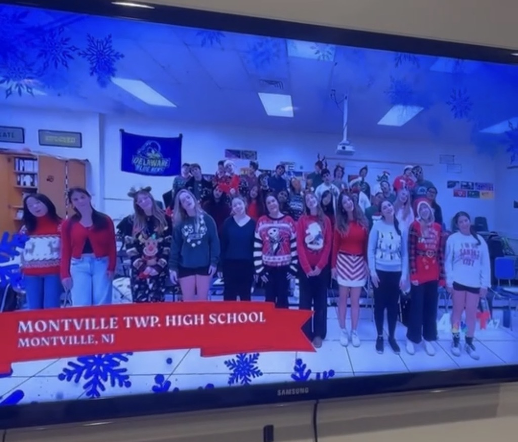 Picture on the MTHS Chamber Choir being featured on television.