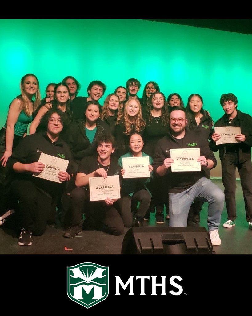 Members of MTHS Mpulse  a cappella group and their teacher Mr. Cherney