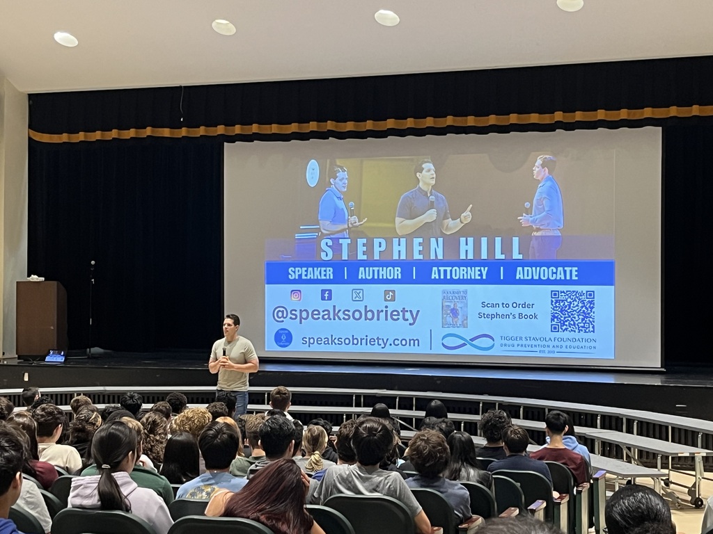 Speaker Stephen Hill presents at a schoolwide assembly