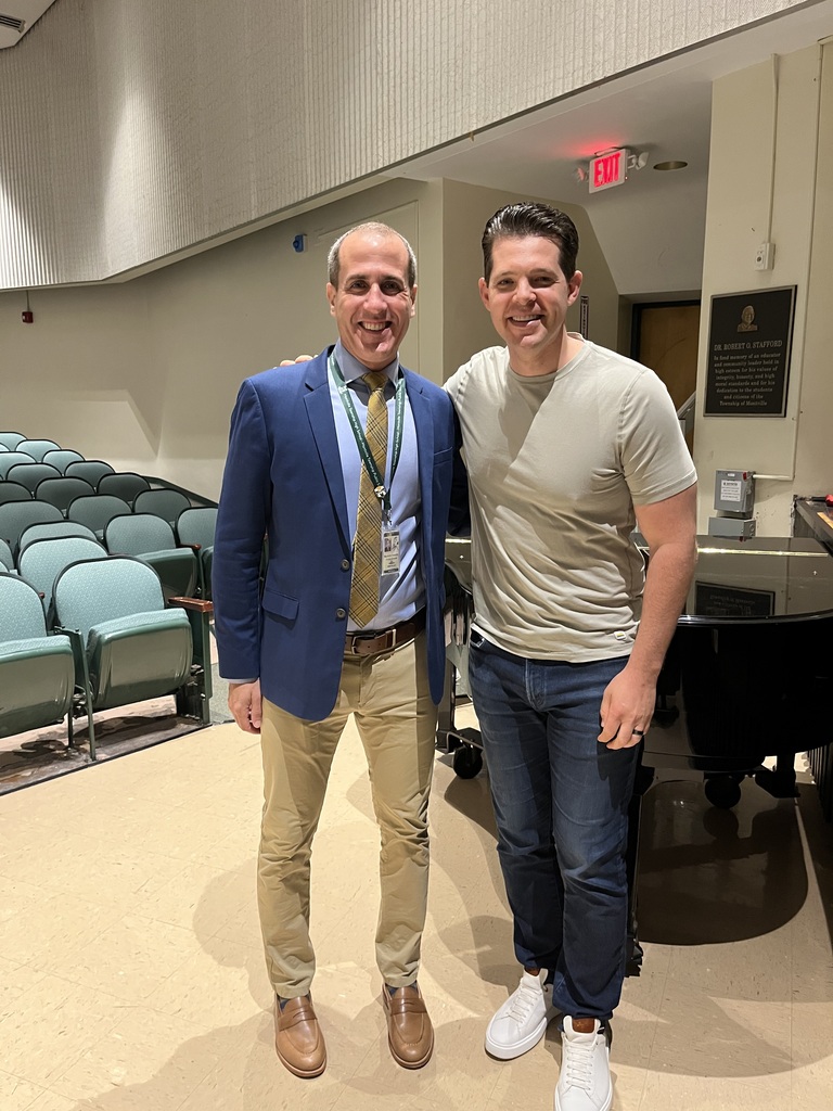 Speaker Stephen Hill and Principal Doug Sanford pose for a photo
