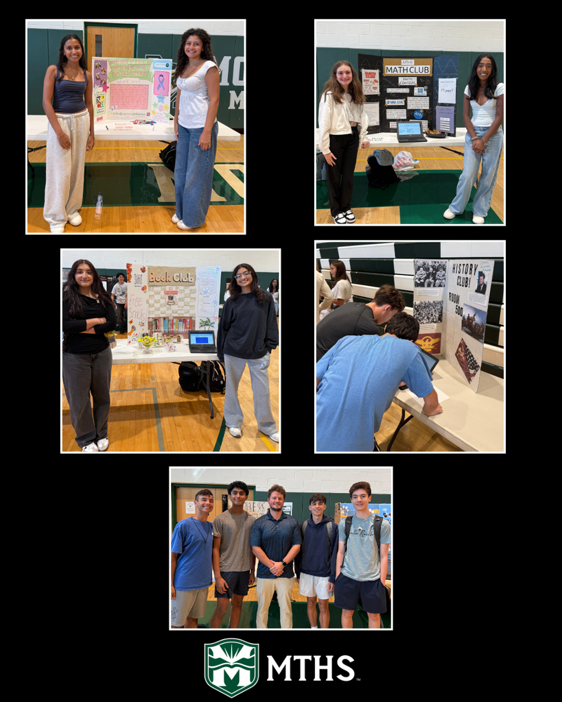 Students participating in our club fair. Featured club include: Women's Initiative, Math Club, Book Club, History Club, Chess Club