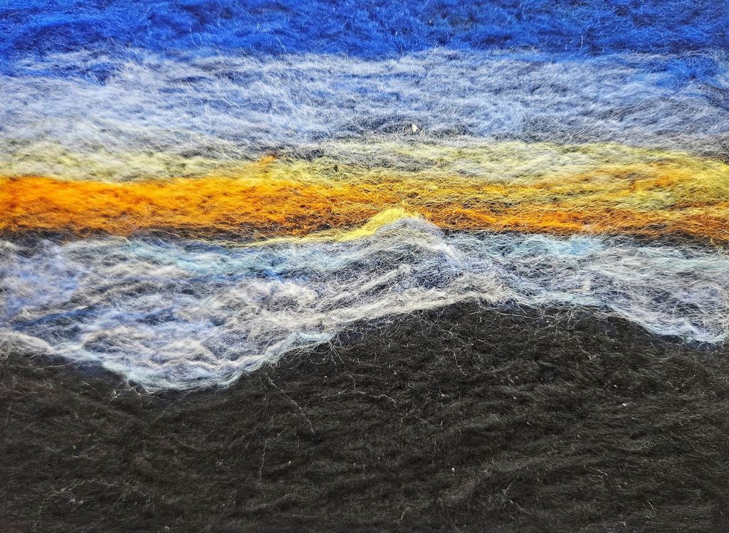 needle felting entitled “Sunrise on Haleakela”