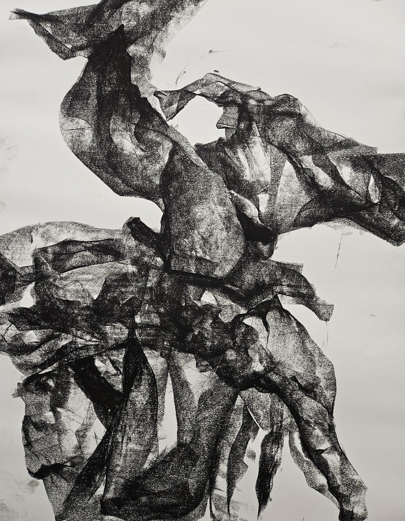 coal drawing “Crumbled”
