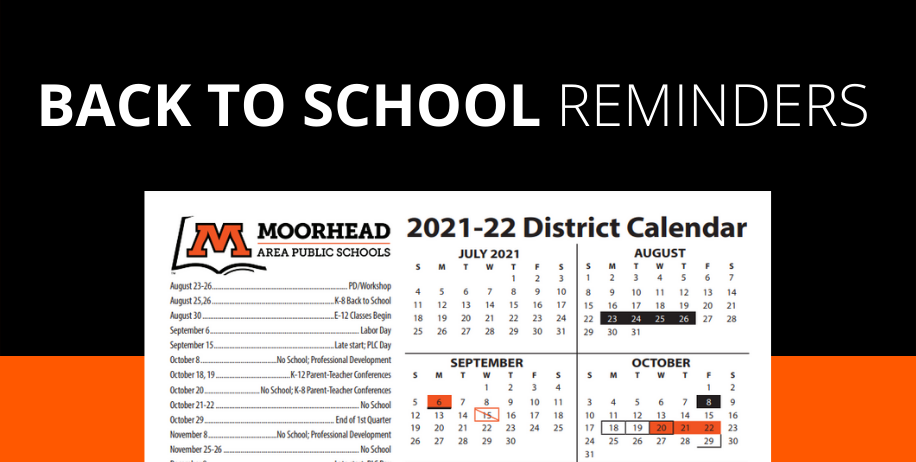 Back to School Reminders | Moorhead Area Public Schools Back to School Reminders | Moorhead Area Public Schools