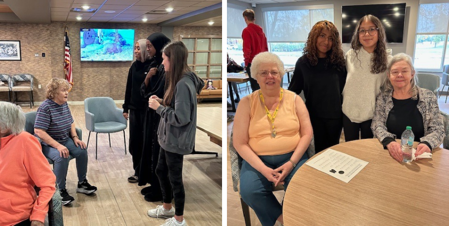 MHS Students from Block 2B Physical Education 9/10 visiting with residents at Eventide