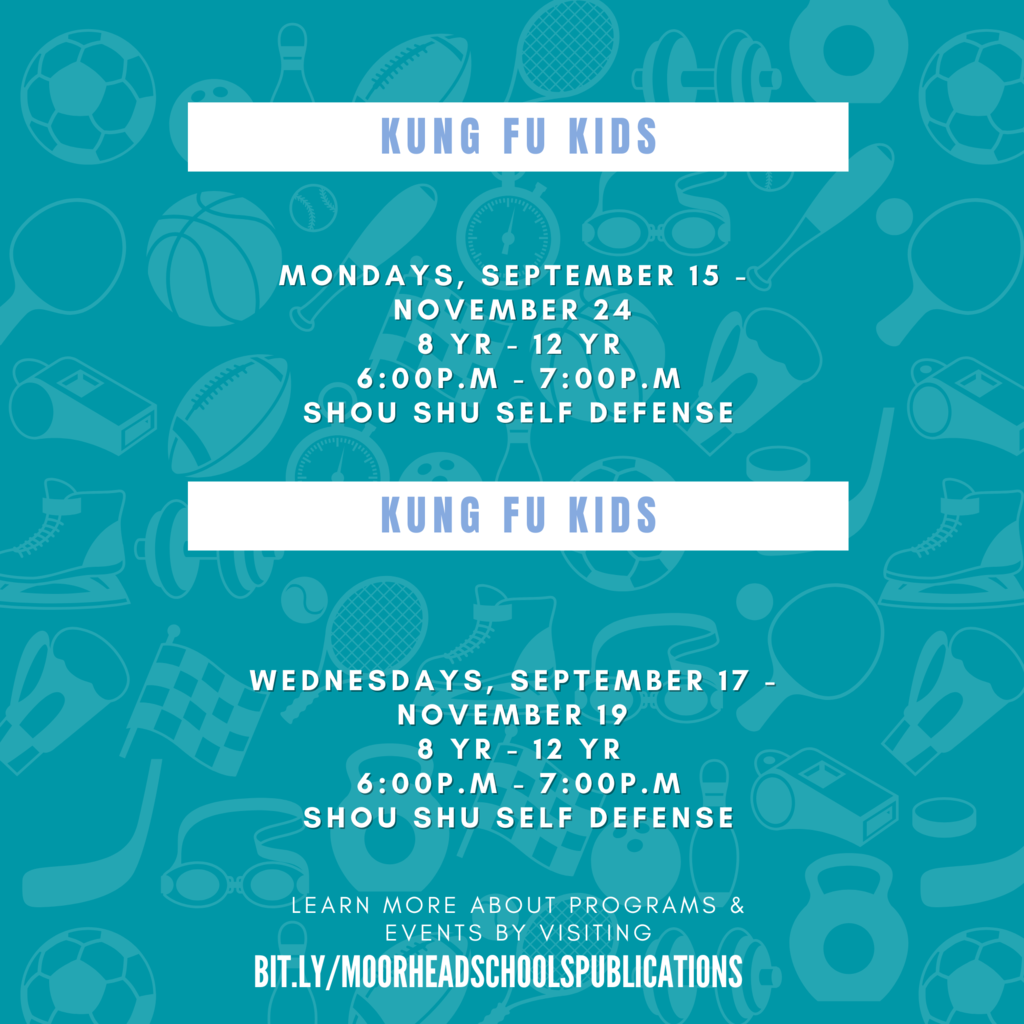 Kung Fu Kids Mondays, September 15 -  November 24  8 yr - 12 yr 6:00p.m - 7:00p.m Shou Shu Self Defense. Wednesdays, September 17 -  November 19  8 yr - 12 yr 6:00p.m - 7:00p.m Shou Shu Self Defense.