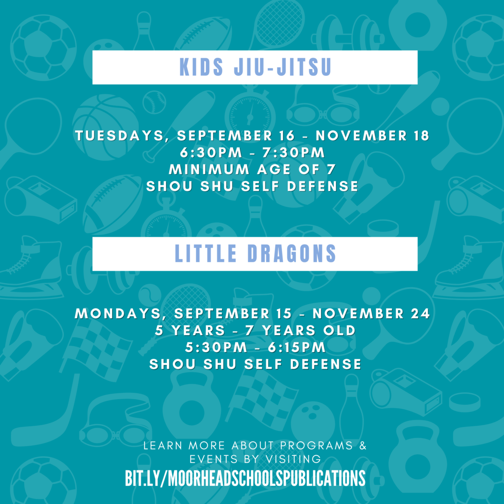 Kids Ju Jitsu Tuesdays, September 16 - November 18 6:30pm - 7:30pm Minimum Age of 7 Shou Shu Self Defense. Little Dragons  Mondays, September 15 - November 24  5 years - 7 years old 5:30pm - 6:15pm Shou shu Self Defense