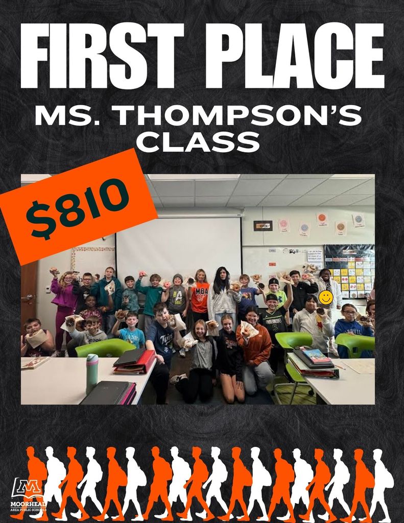 First place, ms thompson's class with $810