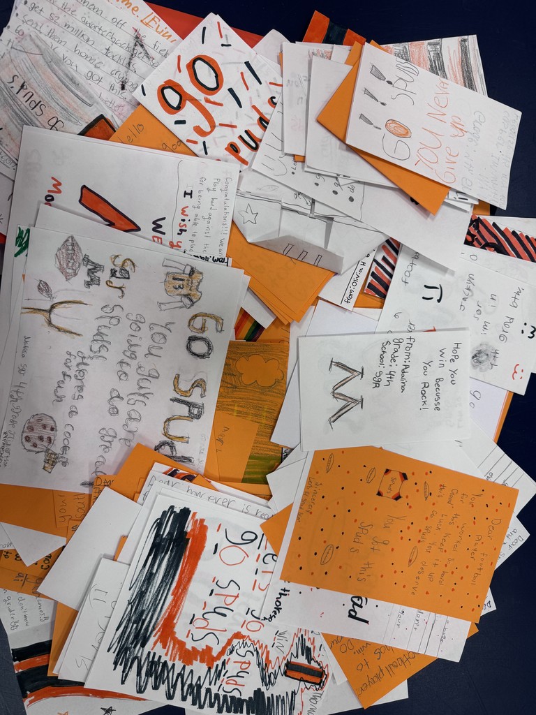 Stack of cards for football players from fourth graders