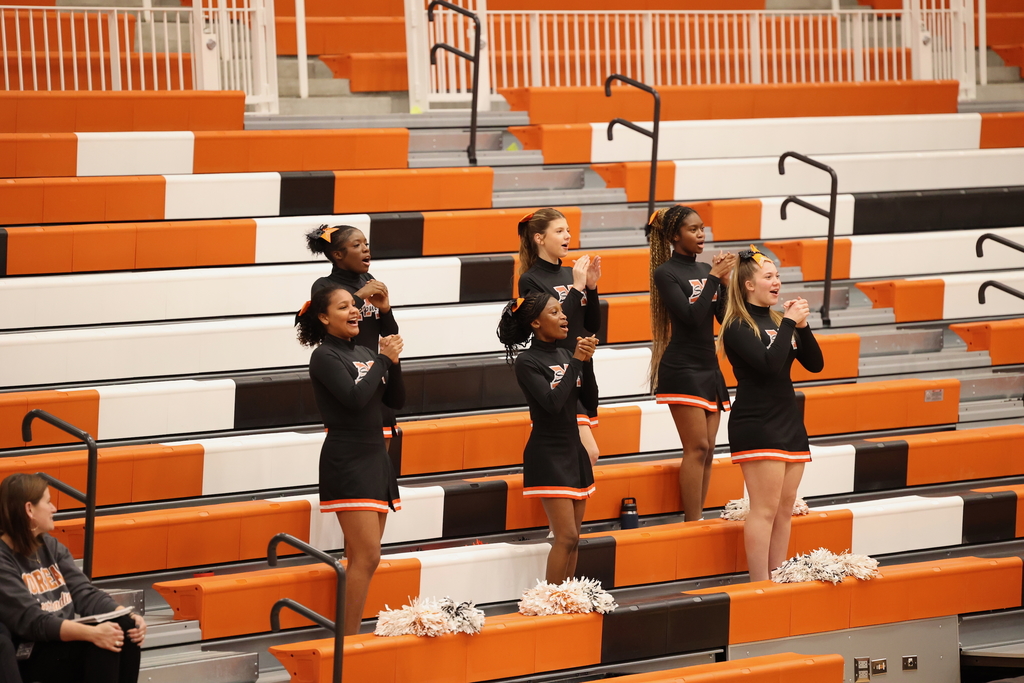cheerleaders at Floor Hockey Game VS Maple Grove