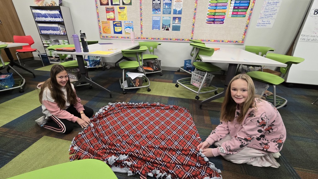 Students at Horizon West Making blankets