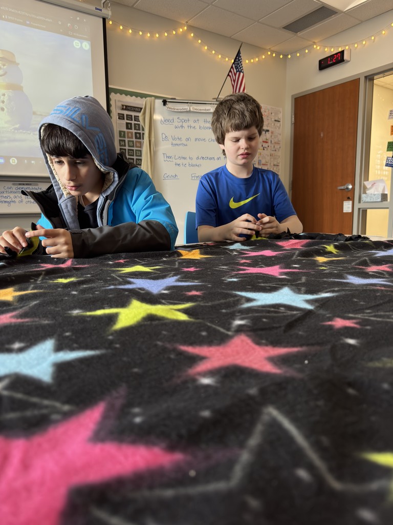 Students at Horizon West Making blankets