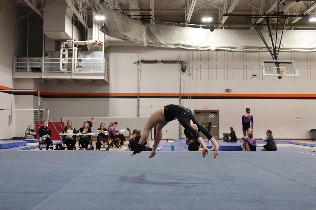 Womens gymnastics back handspring in floor routine